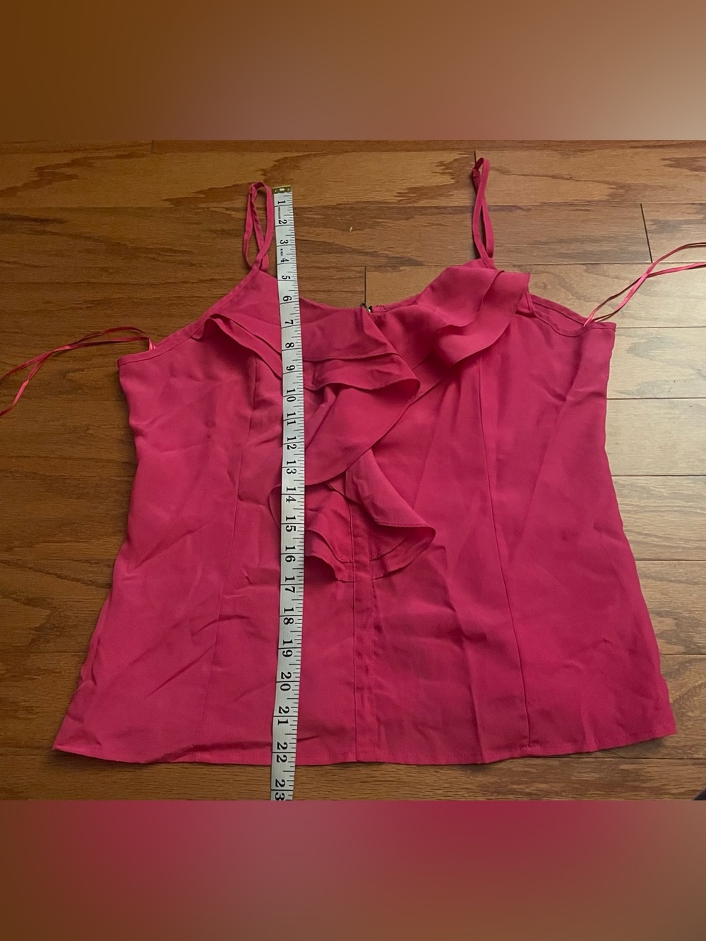 Miley Cyrus & Max Azria Fuchsia Ruffle Spaghetti Strap Tank Top